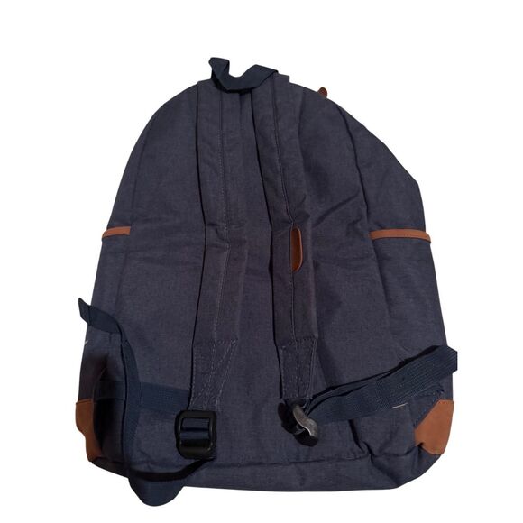 KAUKKO Stylish College School Backpack Travel Navy Blue Brown Medium Average siz - Picture 2 of 8